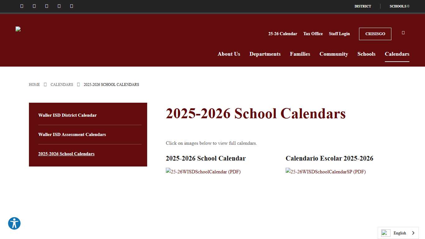 2025-2026 School Calendars - Waller Independent School District